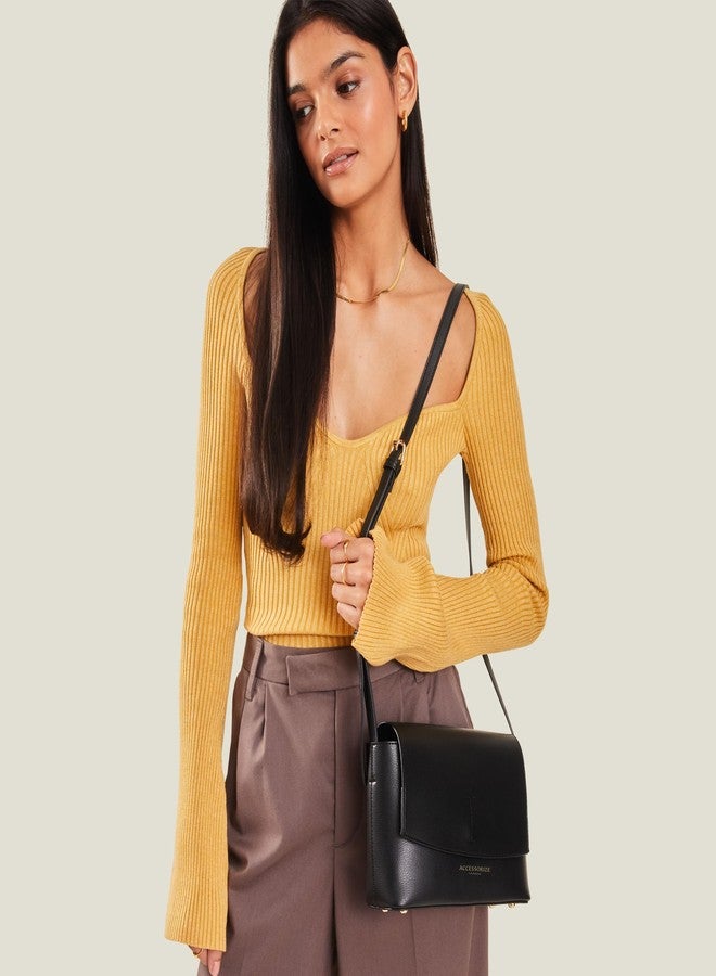 أكسيسورايز حقيبة كتف نسائية سوداء من أكسسورايز لندن بتصميم ليو - Image 2